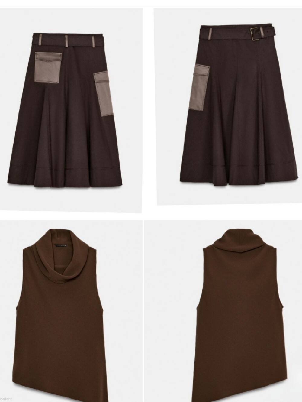 ZARA SET CARGO SKIRT / ASYMMETRIC HEM TOP SIZE M